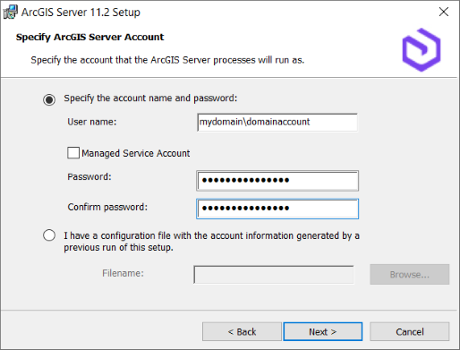 Using a domain account Using a domain account